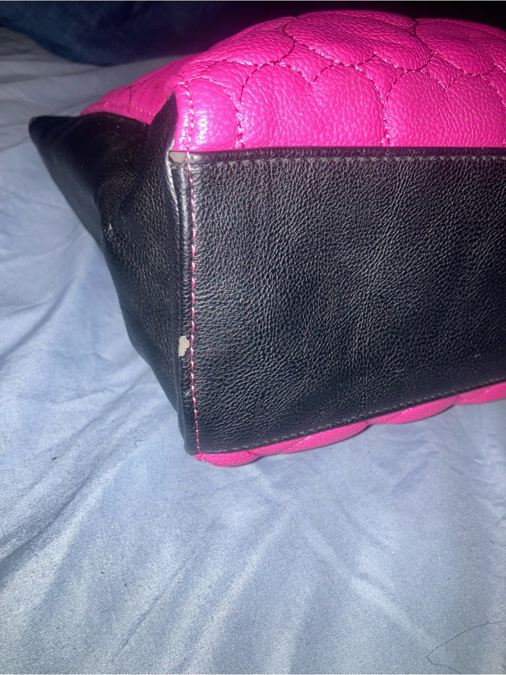 Betsey Johnson Pink Quilted Tote with Black Bow Accent - Picture 5 of 16